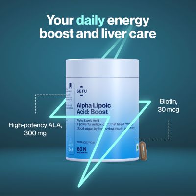 SETU: Alpha Lipoic Acid 300 mg - 60 Veg Tablets (Pack of 3) | Max Absorption, Boost Liver Function, Healthy Blood Sugar, Boost Energy Level, Pure & Potent Antioxidant