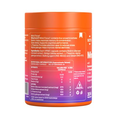 SETU: Mind Focus Capsules - 30 Caps (Pack of 3) L-Theanine, Brahmi & Ginkgo Biloba, Brain Booster - Helps Improve Focus, Alertness
