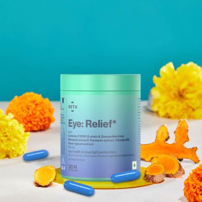 SETU: Eye: Relief - 30 Capsule (Pack of 1) | Eye Vitamin Formula w/20mg Lutein, 4mg Zeaxanthin, Curcumin & Vitamin D3 for Blue Light Defense, Max Absorption