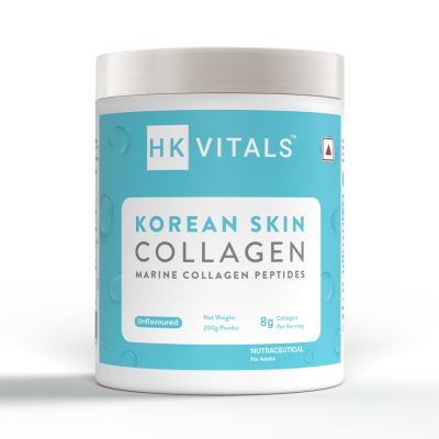 HK Vitals: Pure Korean Skin Marine Collagen Powder - Type 1 Collagen Supplement for Women & Men, Promotes Healthy Skin, Hair & Nails (Unflavoured, 200 g)