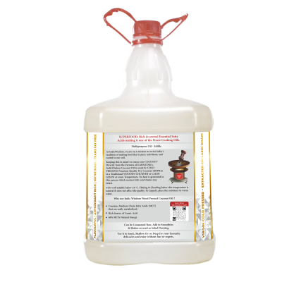 Indic Wisdom: Wood Pressed Virgin Coconut Oil 5 Liter (Cold Pressed Coconut Oil - Extracted on Wooden Churner)