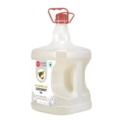 Indic Wisdom: Wood Pressed Virgin Coconut Oil 5 Liter (Cold Pressed Coconut Oil - Extracted on Wooden Churner)
