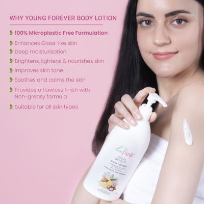 La Pink: Ideal Bright Body Lotion | 100% Microplastic Free Formula | For Glass like Brightened skin, Non Greasy Moisturiser For Dry Skin For All Skin Types | 450ml