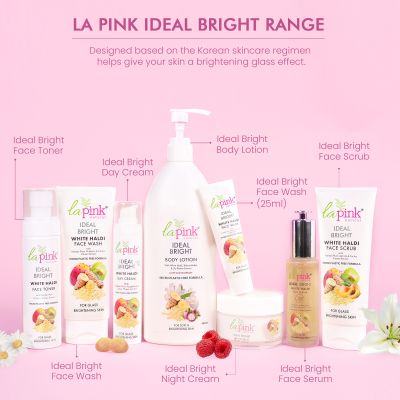 La Pink: Ideal Bright Day Cream | 100% Microplastic Free Formula | For Glass like Brightened skin, SPF15, Evens Skin Tone, All Skin Types | 50g