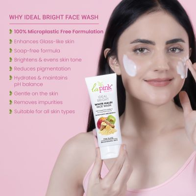 La Pink: Ideal Bright Face Wash | 100% Microplastic Free Formula | For Glass like Brightened skin, Evens Skin Tone for All Skin Types | 100ml
