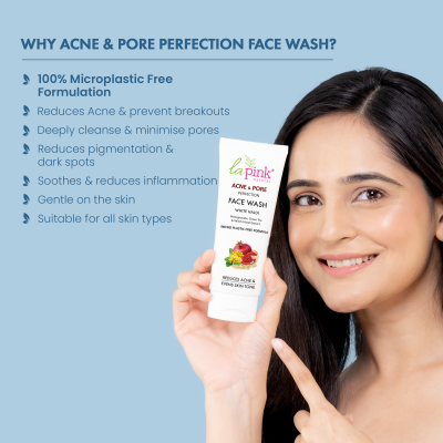 La Pink: Acne & Pore Perfection Face Wash for Acne Reduction & Even Skin Tone | 100% Microplastic Free Formula | Suitable for All Skin Types | 100ml