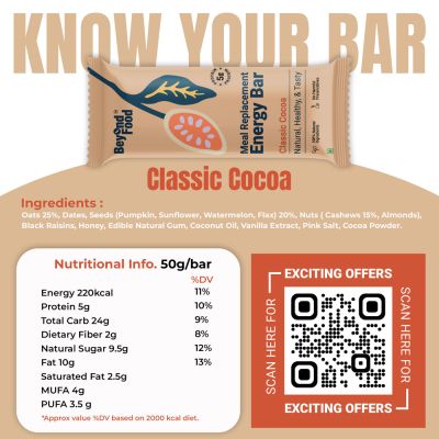 Beyond Food: Meal Replacement Energy Bar - Classic Cocoa (Pack of 6)