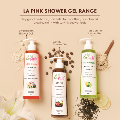 La Pink: Lily Blossom Shower Gel with White Haldi for Soothing and Calming Skin | 100% Microplastic Free Formulation | Suitable for All Skin Types | 250 ML