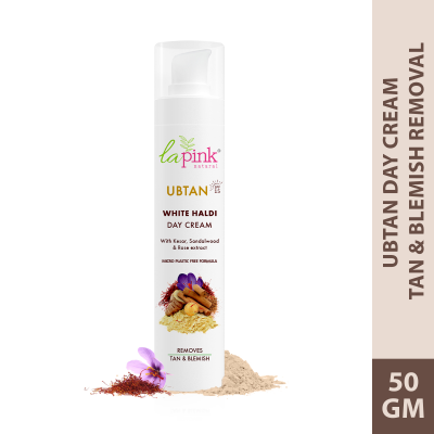 La Pink: Ubtan White Haldi Day Cream with 100% Microplastic Free Formula for Blemish, Pigmentation, Dark Spot & Tan Removal | All Skin Types | 50g