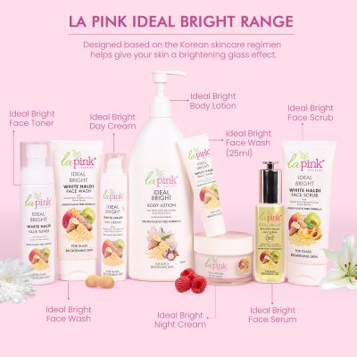 La Pink: Ideal Bright Face Serum | 100% Microplastic Free Formula | For Glass like Brightened skin, Evens Skin Tone for All Skin Types | 40+10ml Extra