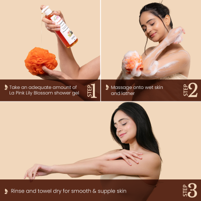 La Pink: Lily Blossom Shower Gel with White Haldi for Soothing and Calming Skin | 100% Microplastic Free Formulation | Suitable for All Skin Types | 250 ML