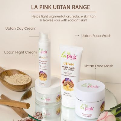 La Pink: Ubtan White Haldi Day Cream with 100% Microplastic Free Formula for Blemish, Pigmentation, Dark Spot & Tan Removal | All Skin Types | 50g