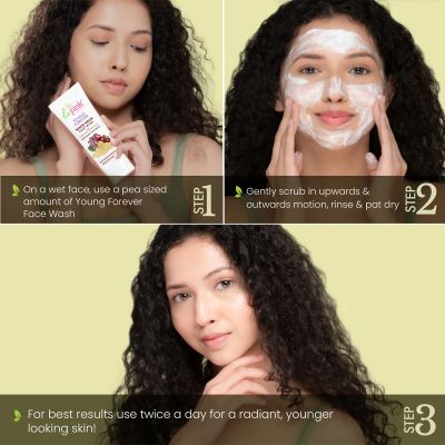 La Pink: Young Forever Face Wash | 100% Microplastic Free Formula | Age Defying, Reduces Fine Lines, Pigmentation, Dark Spots & Scars | White Haldi | For Younger Radiant Skin | All Skin Types | 100ml