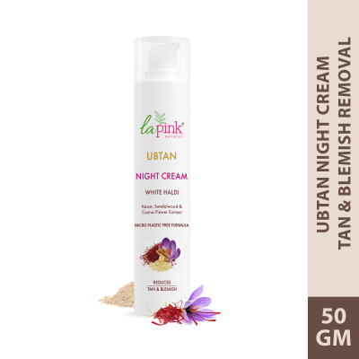 La Pink: Ubtan White Haldi Night Cream with 100% Microplastic Free Formula for Blemish, Pigmentation, Dark Spot & Tan Removal | All Skin Type | 50g La Pink: Ubtan White Haldi Night Cream with 100% Microplastic Free Formula for Blemish, Pigmentation, Dark Spot & Tan Removal | All Skin Type | 50g