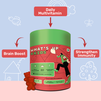 What's Up Wellness: Multivitamin Gummies for Kids with DHA, Vitamins and Zinc, Healthy Gummy for Daily Nutrition - 30 Gummies