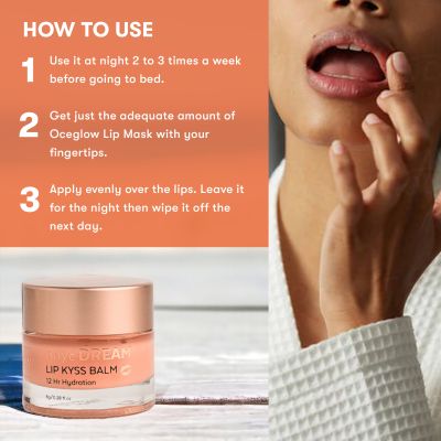 Oceglow: Super 12-Hour Hydration Lip Mask with Rosehip & Raspberry Oil | For Naturally Glowing Lips, Fades Lip Pigmentation