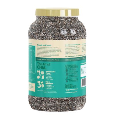 Nourish You: Organic Raw Black Chia Seeds | 2kg Jar