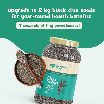 Nourish You: Organic Raw Black Chia Seeds | 2kg Jar