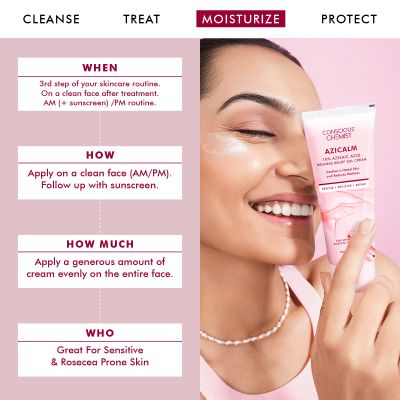 Conscious Chemist: Azicalm Face Cream With 10% Azelaic Acid For Redness Relief & Acne Treatment (50g)