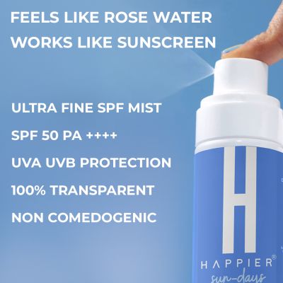 Happier: Sunscreen Spray SPF 50 PA+++ , UVA/UVB Protection, Broad Spectrum With Zinc Oxide