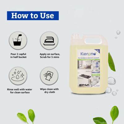 Klenzmo: Marble, Granite, Tile and Floor Cleaner | Stains and Dirt Remover Citrus | 5 litre