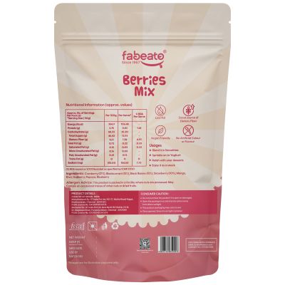Fabeato: 9-In-1 Premium Berries Mix Dried Cranberries, Blackcurrants, Strawberry, Gojiberries and More - 200g
