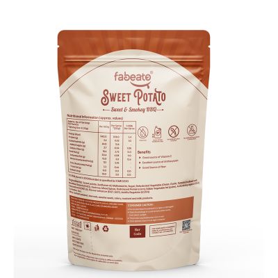Fabeato: Smokey BBQ Sweet Potato Chips, Vacuum Fried, Vegetable Chips - (Pack of 3 X 40g)