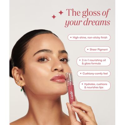 Gush: Glaze Lip Oil Gloss High Shine & Hydrating Nude Gloss - Sheer Sparkle