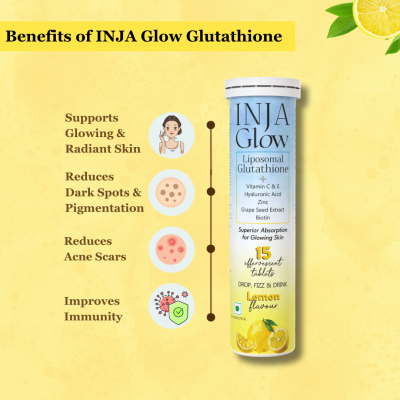 INJA Wellness: Glow Liposomal Glutathione-4x Effective-Enhances Skin Glow, Reduces Dark Spots,Anti-Aging-Lemon
