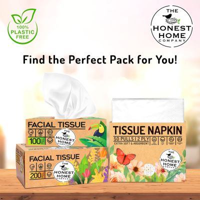 The Honest Home Company: Facial Tissue Papers Box | 200 Pulls (Pack of 4) (2PLY)
