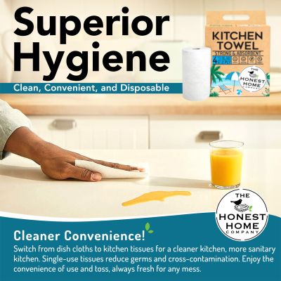 The Honest Home Company: Kitchen Towel Rolls | Pack of 4 Rolls (2 PLY)