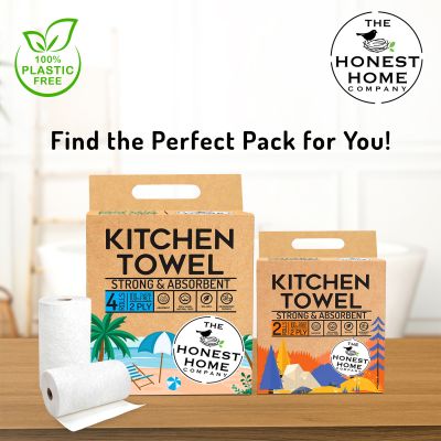 The Honest Home Company: Kitchen Towel Rolls | Pack of 4 Rolls (2 PLY)