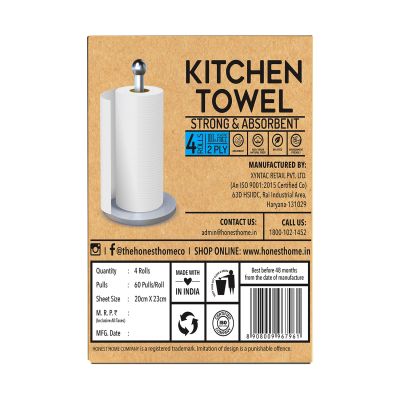 The Honest Home Company: Kitchen Towel Rolls | Pack of 4 Rolls (2 PLY)
