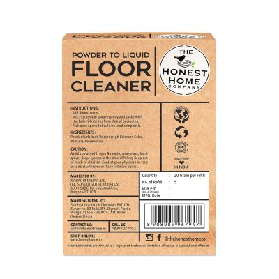 The Honest Home Company: Floor Cleaner Powder To Liquid Sachets - 2500 ml (5 Sachets)