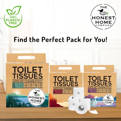 The Honest Home Company: Toilet Tissue Paper Rolls | Pack of 8 Rolls (2 PLY)