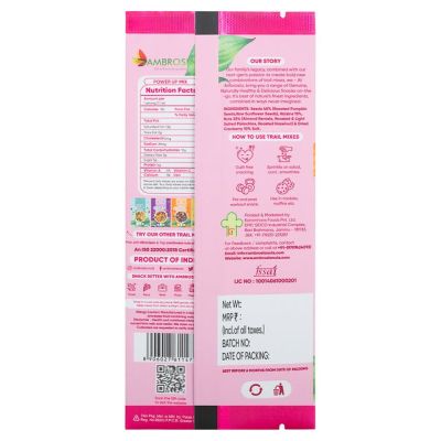 Ambrosia:  PowerUp Trail Mix Mini Packs - 40g | Energy-Boosting Snack with Nuts, Seeds & Dark Chocolate | Pack of 5