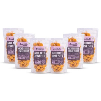 Snackible: Nacho Cheese Jowar Puffs (Pack of 6) - 35 gm each