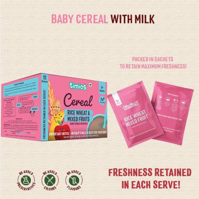 Timios: Milk Based Baby Cereal - Rice Wheat Mixed Fruit - 300 gm