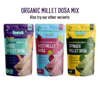 Timios: Dosa Mixes - Multi millet + Beetroot + Spinach - 450 gm (Pack of 3)