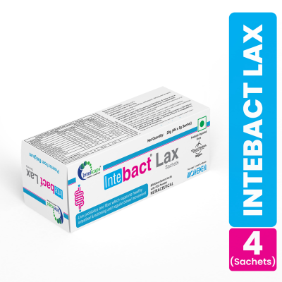 Dr. Morepen: INTEBACT LAX | Probiotic Supplement for Gut Health - 4 Sachets - Pack of 4