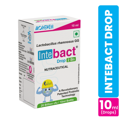 Dr. Morepen: INTEBACT PROBIOTIC DROPS 2BN CFU | Supplement for Gut Health - 10 ml Pack of 2