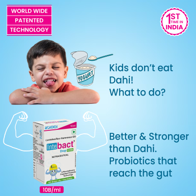 Dr. Morepen: INTEBACT PROBIOTIC DROPS 10BN CFU | Supplement for Gut Health - 10 ml Pack fo 2