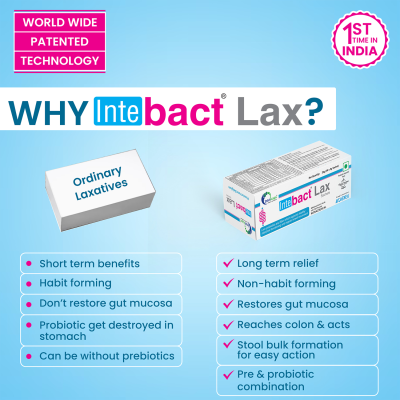 Dr. Morepen: INTEBACT LAX | Probiotic Supplement for Gut Health - 4 Sachets - Pack of 4