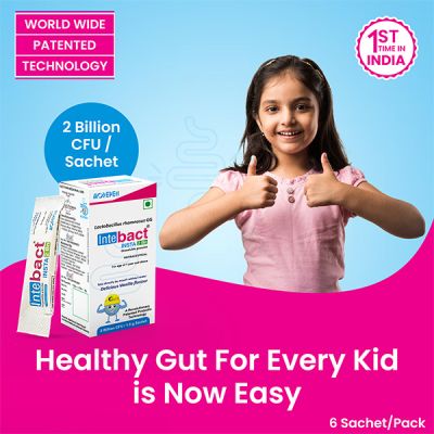 Dr. Morepen: INTEBACT INSTA 2BN CFU | Probiotics Supplement for Gut Health, Vanilla flavour - 6 Sachets