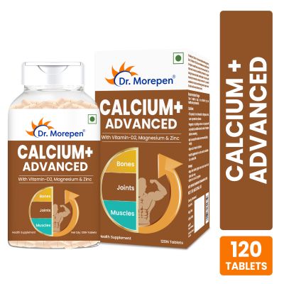 Dr. Morepen: Calcium+ Advanced Tablets with Vitamin - D2, Magnesium & Zinc - 120 Veg Tablets