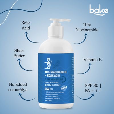 Bake Cosmetics:   10% Niacinamide Body Lotion SPF 30 PA+++ with Kojic Acid