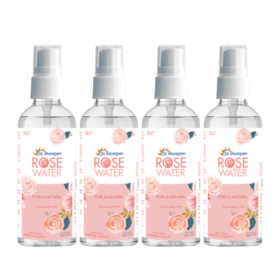 Dr. Morepen: Pure & Natural Rose Water Spray for Face, Alcohol Free Toner - 100ml Pack of 4