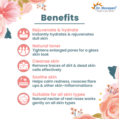 Dr. Morepen: Pure & Natural Rose Water Spray for Face, Alcohol Free Toner - 100ml Pack of 4