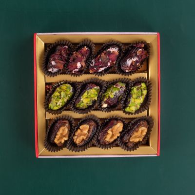 The Baklava Box: Red Imperial Festive Box with Stuffed Date - 250 gm
