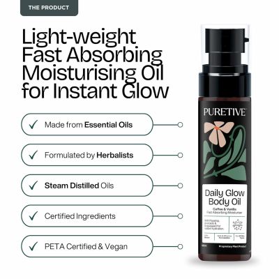 Puretive: Daily Glow Body Oil | Fast Absorbing and More Effective than Lotion for ALL SKIN Types
